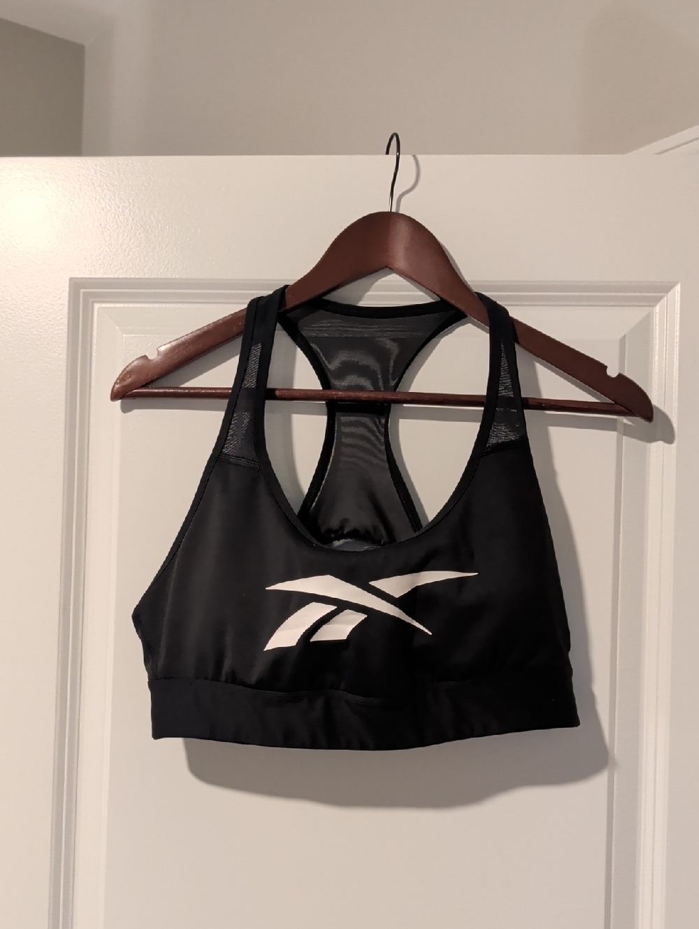 Reebok Black Sports Bra with White Logo - Racerback